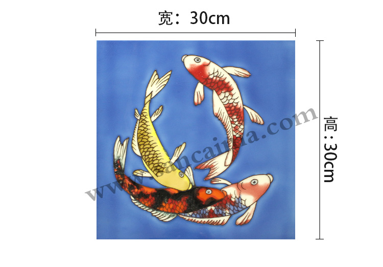 传统锦鲤三彩瓷板画 传统锦鲤三彩瓷板画