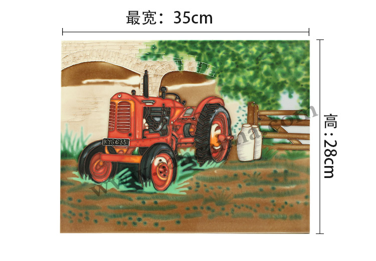 三彩瓷板画农场机械系列尺寸