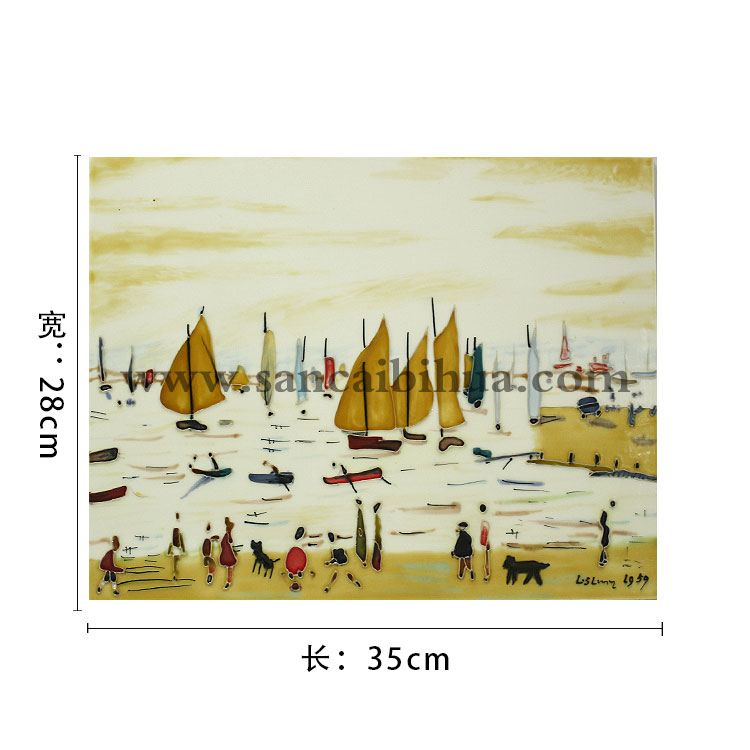 山水风景三彩瓷板画 山水风景三彩瓷板画