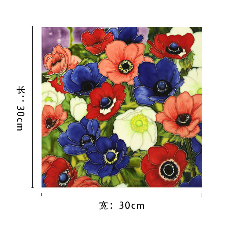 植物花卉三彩瓷板画