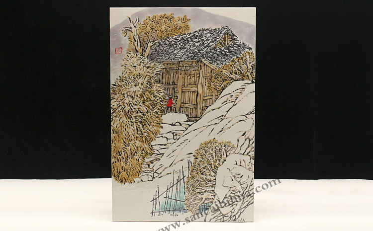上海美术工作室定制的乡村图瓷板画